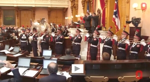 The Ohio State University Marching Band played "Hang On Sloopy" at the Ohio Statehouse afer the song was passed as the official rock song of Ohio.