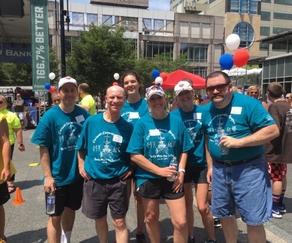 Photo of Strauss Troy's Corporate Olympics team at Fountain Square.